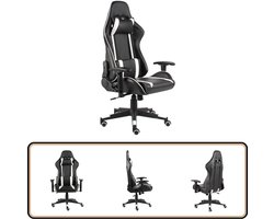 vidaXL Draaibare Gamestoel - PVC - Zwart/Wit Gamingstoel - Bureaustoel - Pc Gaming - Gamerstoel - Ergonomische Stoel