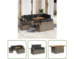 vidaXL Draaibare Sleutel - Dynamische Sleutel - 9-delige Loungeset met kussens poly rattan grijs - Gereedschap Mechanica - Draaipunt - Torque Wrench