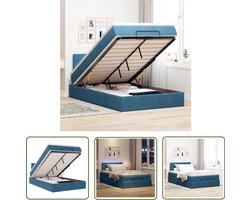 vidaXL Draaibare Sleutel - Dynamische Sleutel - Bed poef met matras en LED's 120x190 cm fluweel donkerblauw - Gereedschapset - Mechanica - Monteursgereedschap