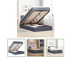 vidaXL Draaibare Sleutel - Dynamische Sleutel - Bed poef met matras en LED's 120x190 cm fluweel donkergrijs - Gereedschapset - Mechanica - Sleutelsysteem