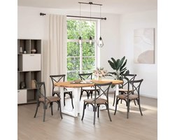 vidaXL Draaibare Sleutel - Dynamische Sleutel - Eettafel 200x100x74 cm ovaal massief eikenhout lichtbruin - Gereedschapset - Mechanica Tools - Draper Tools