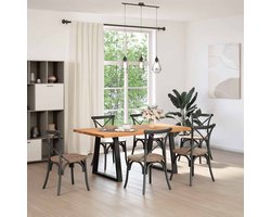 vidaXL Draaibare Sleutel - Dynamische Sleutel - Eettafel met natuurlijke rand 180x100x74 cm massief eikenhout - Gereedschapset - Mechanica - Draper Tools