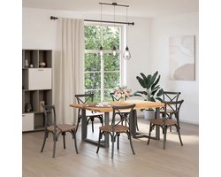 vidaXL Draaibare Sleutel - Dynamische Sleutel - Eettafel met natuurlijke rand 180x120x74 cm massief eikenhout - Gereedschapset - Mechanica - Draper Tools