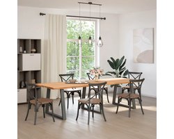 vidaXL Draaibare Sleutel - Dynamische Sleutel - Eettafel met natuurlijke rand 280x100x74 cm massief eikenhout - Gereedschapset - Mechanica - Draper Tools