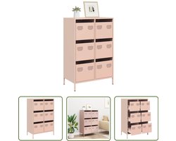 vidaXL Draaibare Sleutel - Dynamische Sleutel - Hoge kast 68x39x101,5 cm staal roze - Gereedschapset - Mechanica Tools - Schroevendraaiers