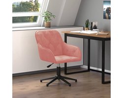 vidaXL Draaibare Stoel - Kantoorstoel - Kantoorstoel draaibaar fluweel roze - Ergonomische Stoel - Fluweel Stoel - Roze Stoel
