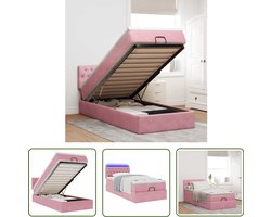 vidaXL Draaiend Koppel - Dynamische Sleutel - Ottoman bed met matras en LED's 90x200cm fluweel roze - Gereedschapset - Mechanica - Sleutelsysteem