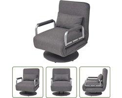 vidaXL Draaistoel en slaapbank - Donkergrijs - 60x75x80 cm Draaistoel - Slaapbank - Loungestoel - Multifunctionele Stoel - Designfauteuil