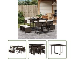 vidaXL Drapers Tools - Dynamische Sleutel - 9-delige Tuinset met kussens poly rattan bruin - Gereedschap - Mechanica - Klikmechanisme