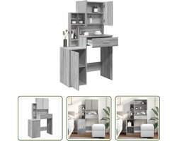 vidaXL Dressing Table - Kaptafel - Kaptafel met kastje 80x35x132 cm grijs sonoma eikenkleurig - Make-up Tafel - Salontafel - Grijze Kaptafel