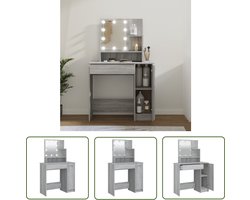 vidaXL Dressing Table - Kaptafel - Kaptafel met LED 86,5x35x136 cm grijs sonoma eikenkleurig - Grijze Kaptafel - Houten Kaptafel - Vintage Kaptafel