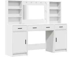 vidaXL - Dressing - tafel - set - met - LED - met - lade - 3 - pcs - Wit - Bewerkt - hout