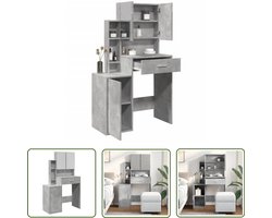 vidaXL Dressingtable - Kaptafel - Kaptafel met kastje 80x35x132 cm betongrijs - Make-up Tafel - Houten Kaptafel - Grijze Kaptafel
