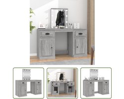 vidaXL Dressingtable - Kaptafel - Kaptafel met LED-verlichting 130x50x132,5 cm grijs sonoma eiken - Make-up Tafel - Led Verlichting - Grijze Kaptafel