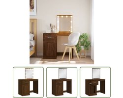vidaXL Dressingtable - Kaptafel - Kaptafel met LED-verlichting 90x42x132,5 cm bruin eikenkleur - Make-up Tafel - Led Verlichting - Bruine Eiken Kleur