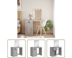 vidaXL Dressingtable - Kaptafel - Kaptafel met LED-verlichting 90x42x132,5 cm grijs sonoma - Led Verlichting - Makeup Table - Grijze Kaptafel