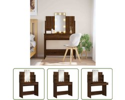 vidaXL Dressingtable - Kaptafel - Kaptafel met LED-verlichting 96x40x142 cm bruin eikenkleur - Led Verlichting - Bruine Eiken Kleur - Houten Kaptafel
