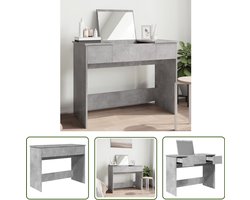 vidaXL Dressingtable - Kaptafel - Kaptafel met spiegel 100x45x76 cm betongrijs - Badkamermeubilair - Make-up Tafel - Grijze Kaptafel