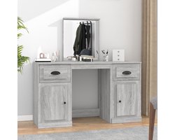 vidaXL Dressingtable - Kaptafel - Kaptafel met spiegel 130x50x132,5 cm grijs sonoma eikenkleurig - Grijze Kaptafel - Sonomapine - Houten Kaptafel