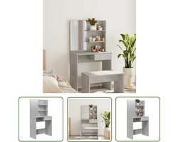vidaXL Dressingtable - Kaptafel - Kaptafel met spiegel 74,5x40x141 cm betongrijs - Make-up Tafel - Badkamermeubilair - Beton Grijs