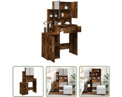 vidaXL Dressingtafel - Kaptafel - Kaptafel met kastje 80x35x132 cm gerookt eikenkleurig - Make-up Tafel - Houten Kaptafel - Bruine Kaptafel