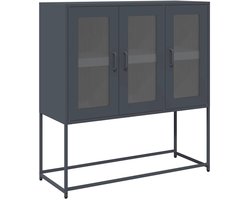 vidaXL - Dressoir - 100,5x39x107 - cm - koudgewalst - staal - antracietkleurig