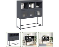 vidaXL Dressoir 100,5x39x107 cm koudgewalst staal antracietkleurig - Dressoir - Dressoirs - Opbergkast - Buffet