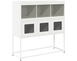vidaXL - Dressoir - 100,5x39x107 - cm - koudgewalst - staal - wit