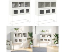 vidaXL Dressoir 100,5x39x107 cm koudgewalst staal wit - Dressoir - Dressoirs - Opbergkast - Buffet