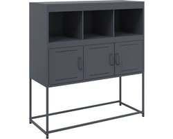 vidaXL - Dressoir - 100,5x39x107 - cm - staal - antracietkleurig