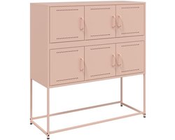 vidaXL Dressoir 100,5x39x107 cm staal roze