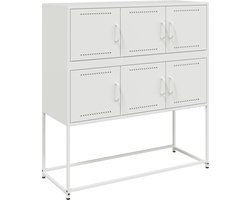 vidaXL - Dressoir - 100,5x39x107 - cm - staal - wit