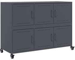 vidaXL - Dressoir - 100,5x39x72 - cm - staal - antracietkleurig