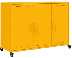 vidaXL - Dressoir - 100,5x39x72 - cm - staal - mosterdgeel