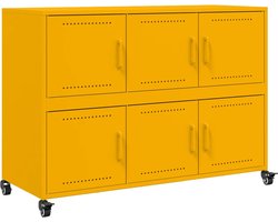 vidaXL - Dressoir - 100,5x39x72 - cm - staal - mosterdgeel