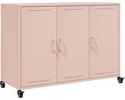 vidaXL Dressoir 100,5x39x72 cm staal roze