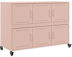 vidaXL - Dressoir - 100,5x39x72 - cm - staal - roze