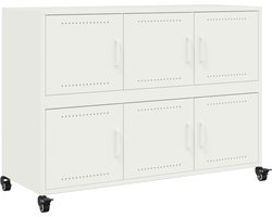 vidaXL - Dressoir - 100,5x39x72 - cm - staal - wit