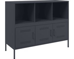 vidaXL - Dressoir - 100,5x39x79 - cm - staal - antracietkleurig