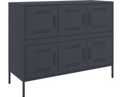 vidaXL - Dressoir - 100,5x39x79 - cm - staal - antracietkleurig