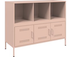 vidaXL - Dressoir - 100,5x39x79 - cm - staal - roze