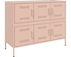 vidaXL - Dressoir - 100,5x39x79 - cm - staal - roze