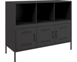 vidaXL - Dressoir - 100,5x39x79 - cm - staal - zwart