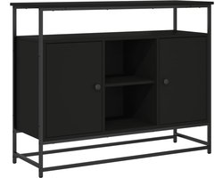 vidaXL - Dressoir - 100x35x80 - cm - bewerkt - hout - zwart
