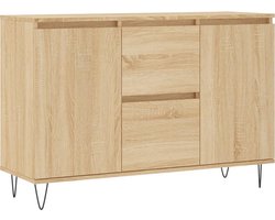 vidaXL - Dressoir - 101,5x35x70 - cm - bewerkt - hout - sonoma - eikenkleurig