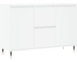 vidaXL - Dressoir - 101,5x35x70 - cm - bewerkt - hout - wit
