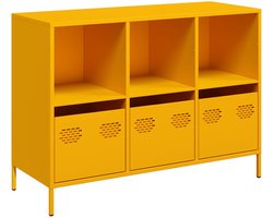 vidaXL - Dressoir - 101,5x39x73,5 - cm - koudgewalst - staal - mosterdgeel