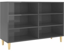 vidaXL - Dressoir - 103,5x35x70 - cm - bewerkt - hout - hoogglans - grijs