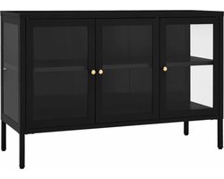 vidaXL - Dressoir - 105x35x70 - cm - staal - en - glas - zwart