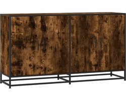 vidaXL - Dressoir - 134x35x76 - cm - bewerkt - hout - gerookt - eikenkleurig
